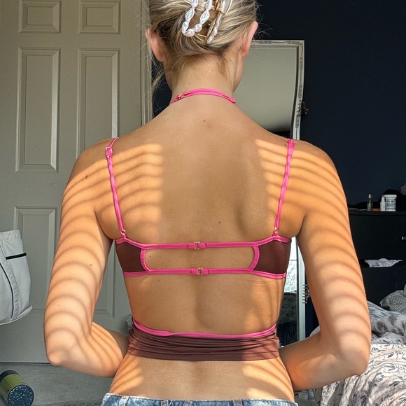 Oh Polly Brown and Pink Strappy Tank XS - Picture 3 of 4